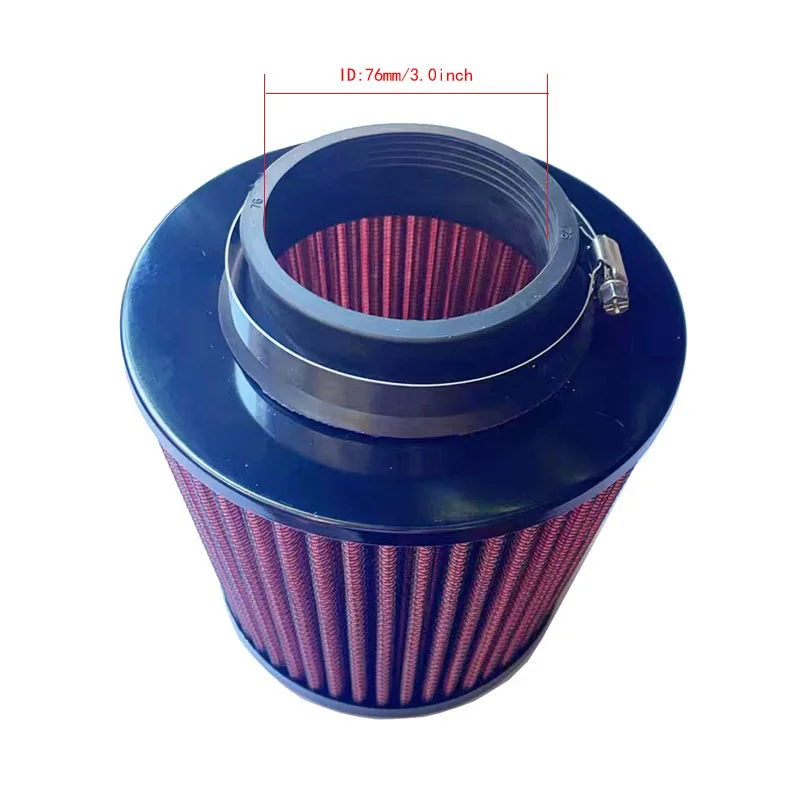 60mm 70mm 76MM High Flow Cold Cone Air Intake Filter 3inch Universal for Racing Sport Car Engine Air Intake Pipes Washable