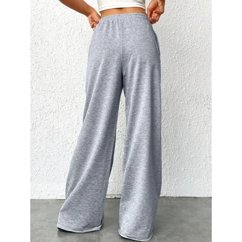 Celana Kasual Wanita Ukuran Besar 1XL-5XL Celana Panjang Ramping Kasual Fashion Jalanan Musim Semi Pakaian Celana Olahraga Rajutan Solid Wanita