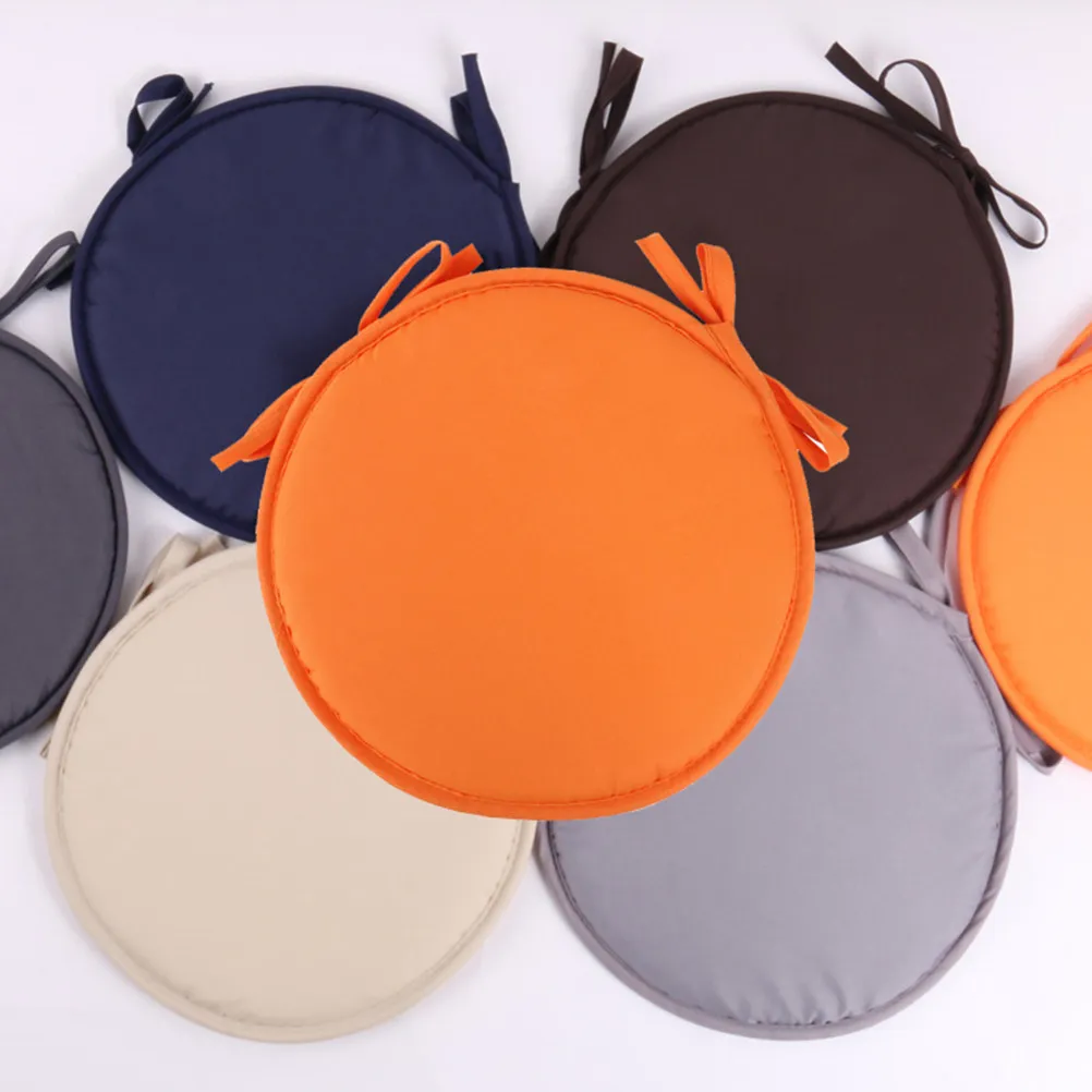 1Pcs Round Shape Seat Cushion Thick Sponge Pad for Chair Sofa Bed Car Home Office Dining Room Strap Design Orange Diameter 38Cm