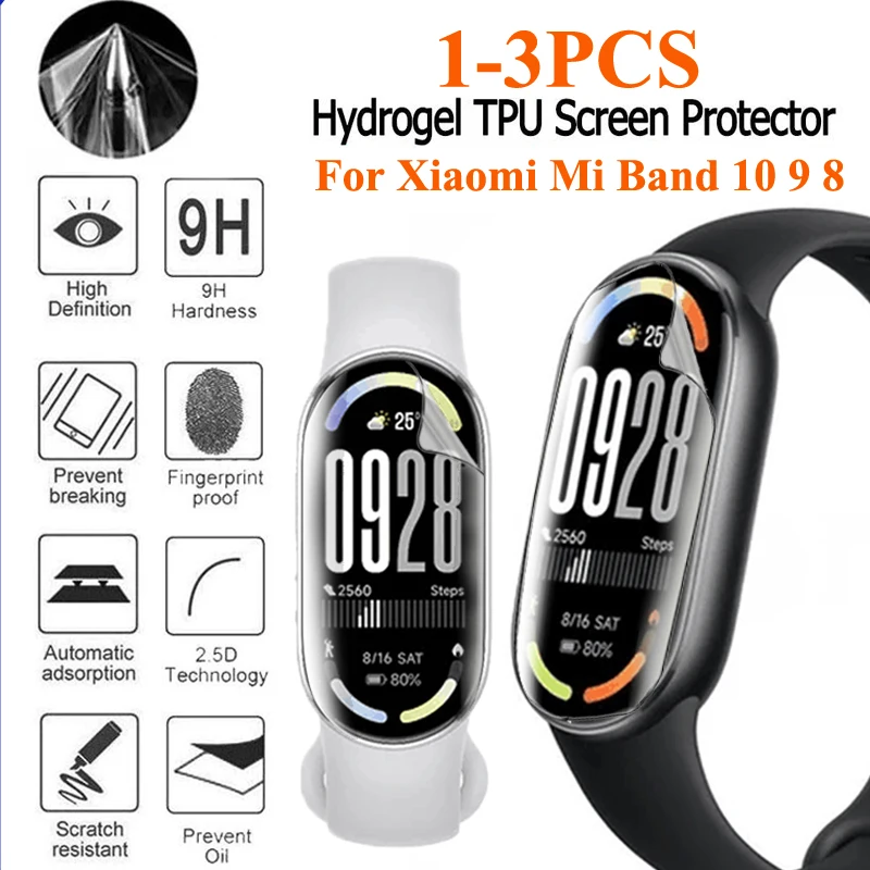 Soft Hydrogel Film For Xiaomi Smart Band 10 Screen protector 3D Curved Protective Film For Xiaomi Mi Band 10 9 8 7 Soft Films