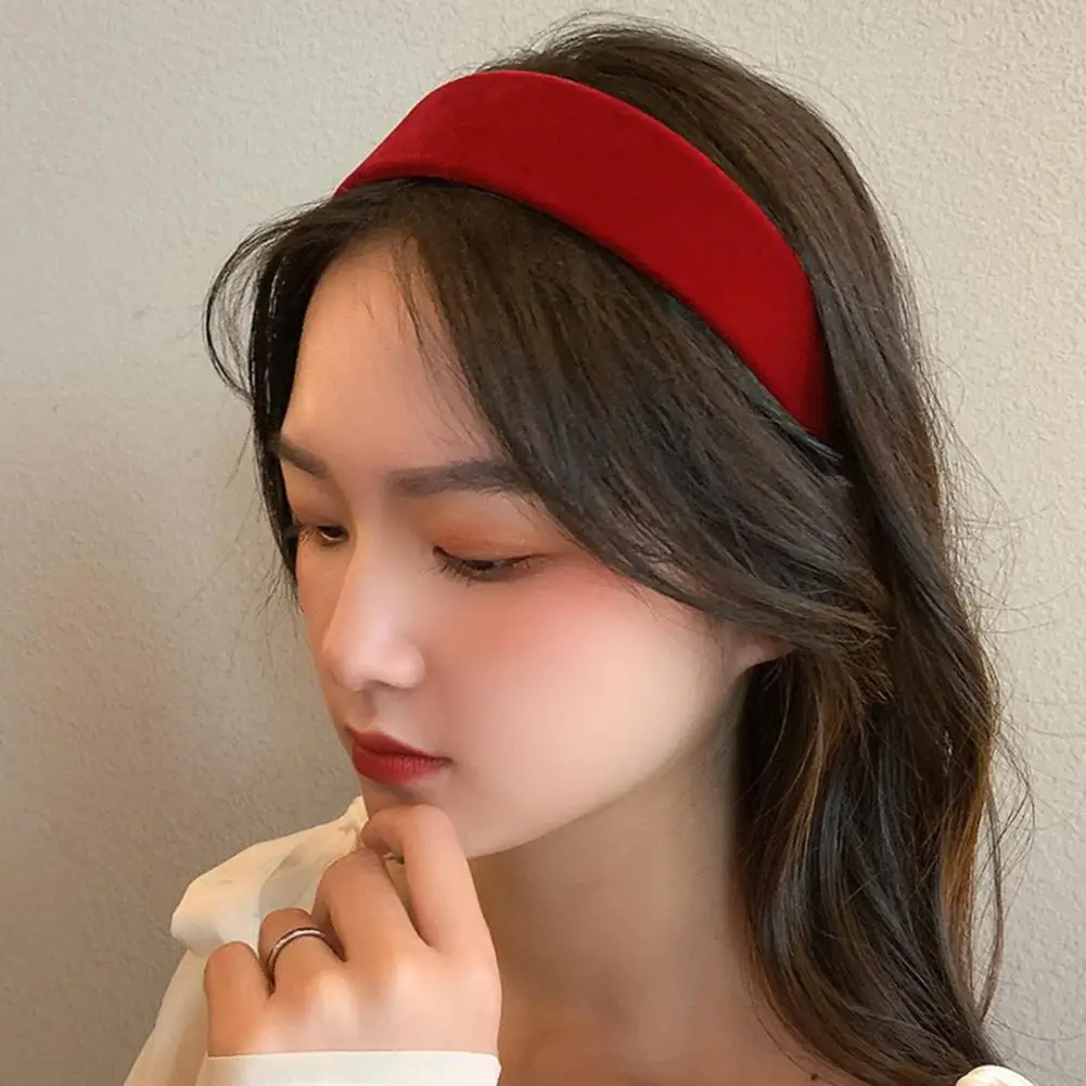 Chic  Hair Hoop Elegant Simple Pure Color Hair Band Colorful Flexible Ladies Headband for Party