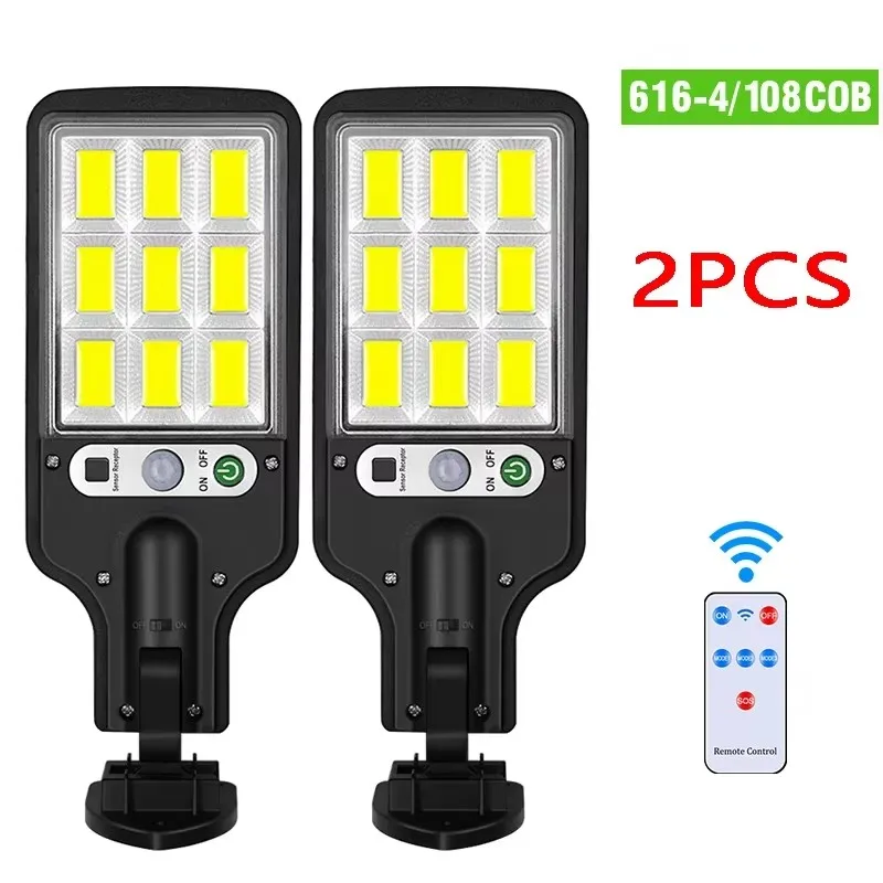30000LM LED-verlichting op zonne-energie Buitenverlichting op zonne-energie van bewegingssensor 3 modi Waterdicht IP65 Solar Garden Light Street Yard Lantern