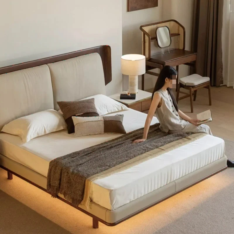Factory Direct 2026 Double Children Bed Wooden Space Saving Bedroom Frame Sleeping Design Safe Bed Simple Leather