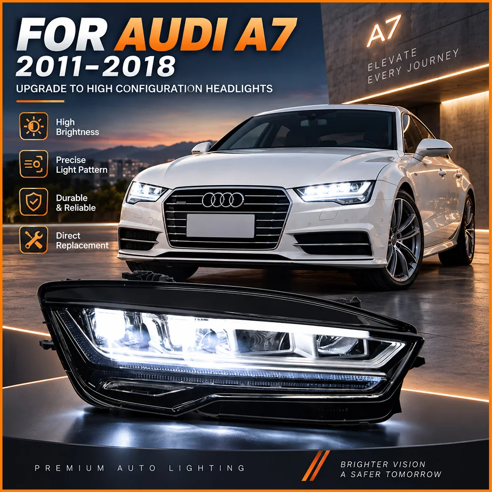 For Audi A7 S7 Full LED Headlight Assembly Dynamic Turn Signal Sequential Running Light High Version Upgrade 2011 to 2018