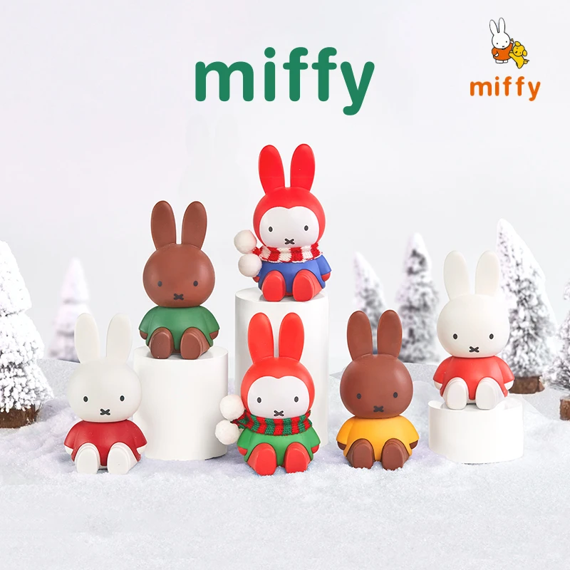 Kawaii Miffy Figure Cartoon Winter Series Creative Desktop Ornaments Multi Functional Phone Stand Anime Accessories Perfect Gift