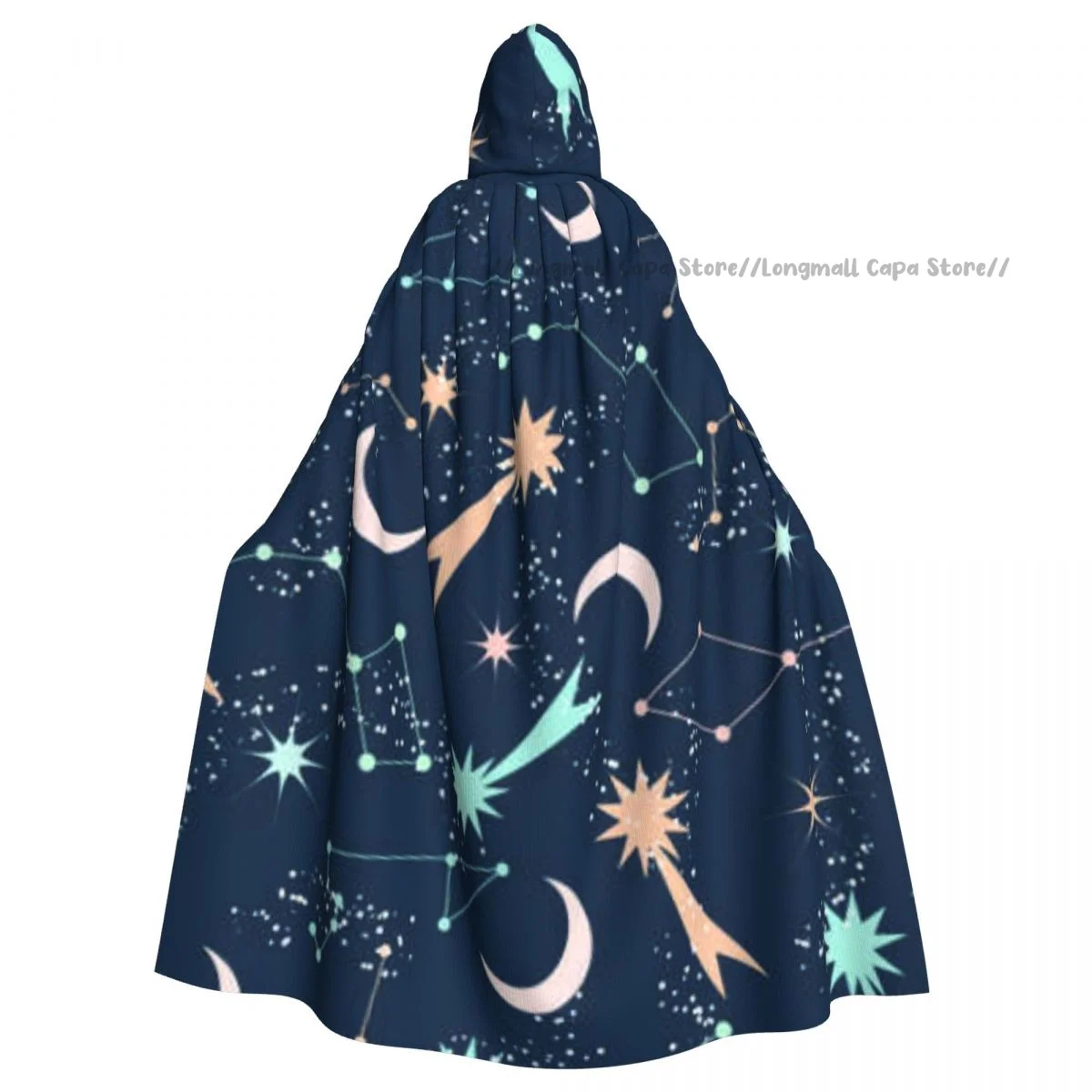 Glowing Shooting Stars Hooded Cloak Coat Halloween Cosplay Costume Vampire Devil Wizard Cape Gown Party