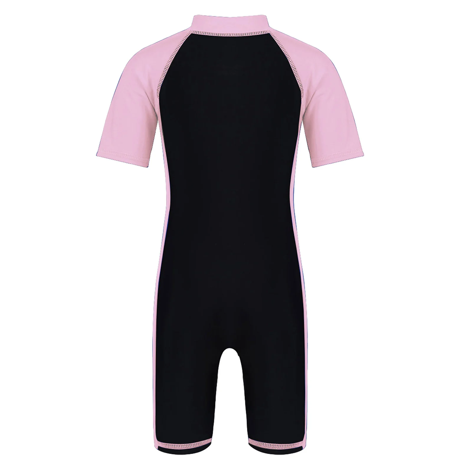 Kids Boys Girls One-piece Swimsuit Summer 2024 Children Short Sleeves Zippered Shorty Swimwear Rash Guard Beachwear Bathing Suit