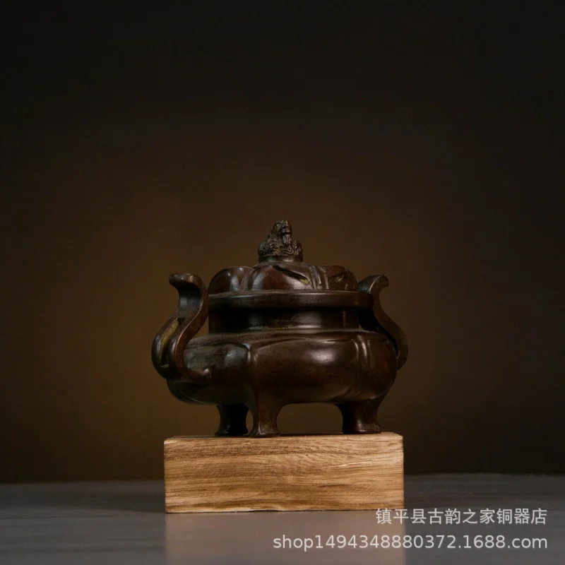 Pure Copper Fine Three-Legged Begonia Brass Incense Burner Ornament Office Living Room Shop Decora