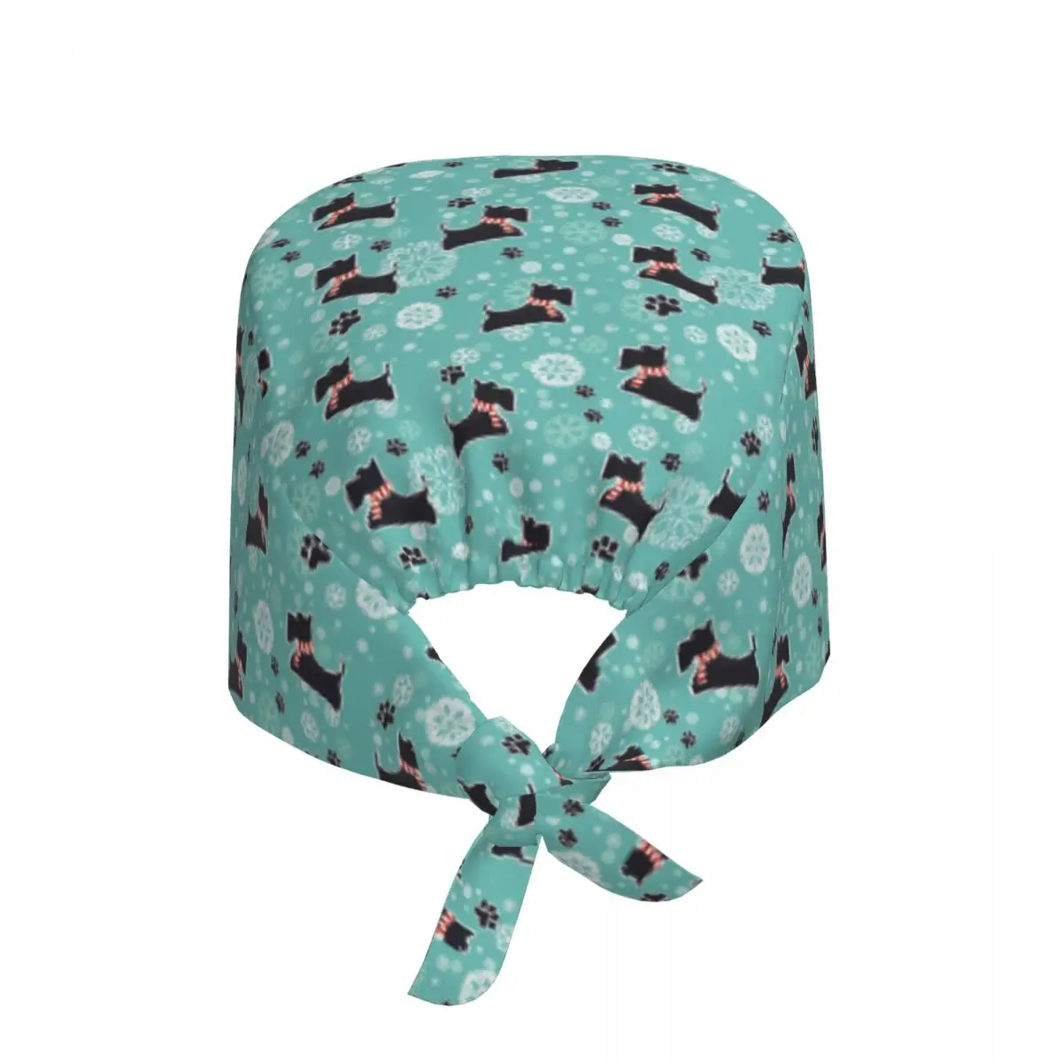 Snowy Scottie Terrier Dog Scrub Hat Surgical Scrub Caps Unisex Nursing Hair Hats Dog Love Work Scrubs Hat for Hospital Pharmacy