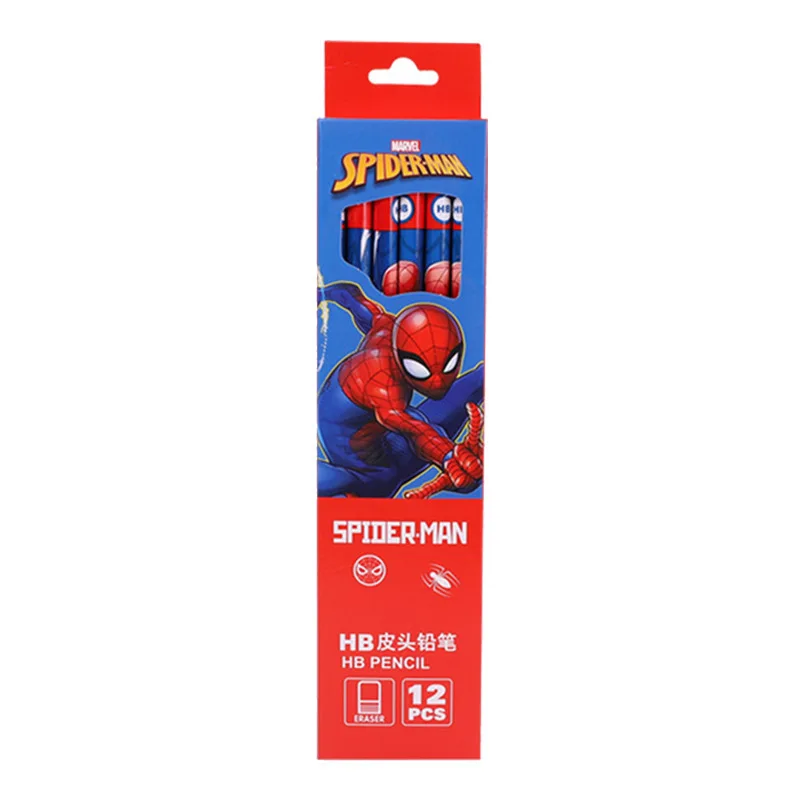 12pcs/set New Spiderman HB Pencil Anime Cartoon Pencil Student Writing Pen Pencil School Stationery Supplies Gift