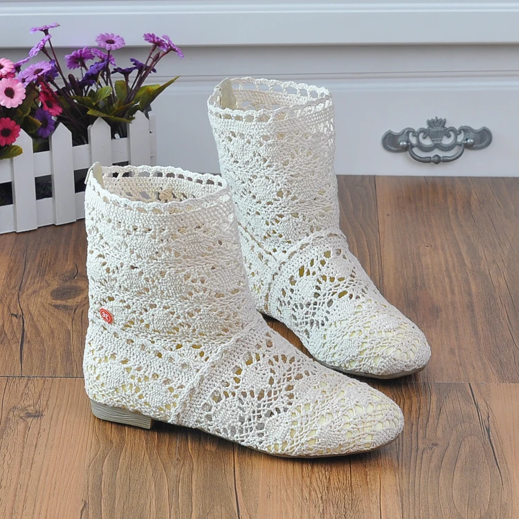 Classic Spring Summer Girls Breathable BOOTS Cut-Outs Fashion Shoes Knitted Hollow Line Gauze Boots Girls Children short Boots