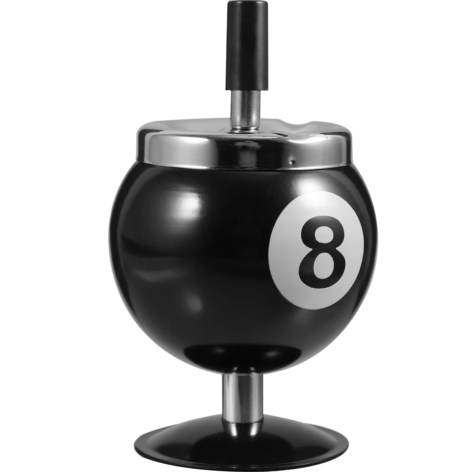 

Billiards Ashtray Metal Push Down Black Cigarette Large Capacity Windproof Spinning Home Bar Cafe Hotel Restaurant