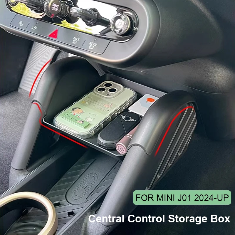 Car Central Control Storage Box Trim for Mini Electric Cooper E SE J01 EV 2024 2025 Central Control Container Auto Accessories