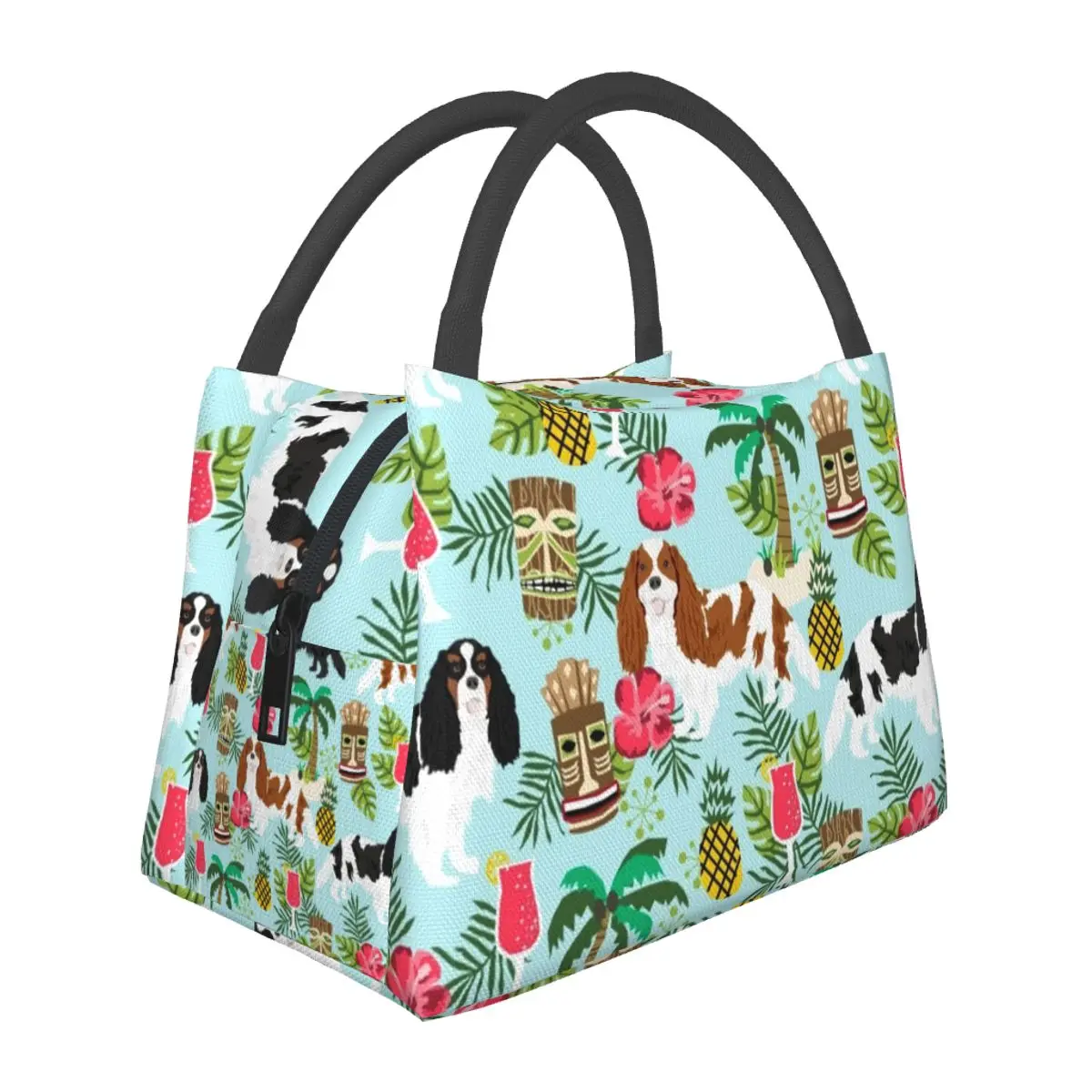 

Vacation Dog Lunch Bag For Women Hawaii Tropical Island Print Lunch Box Casual Picnic Cooler Bag Portable Oxford Tote Food Bags