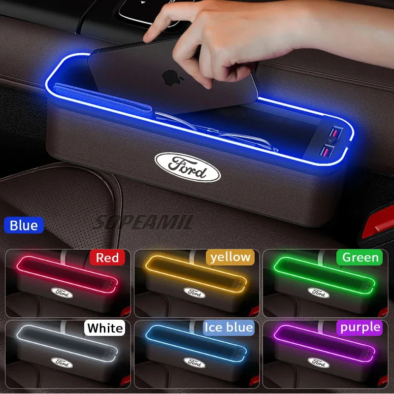 

Car LED Light Multifunction Seat Crevice Storage Box Ford ST Fiesta Focus Mondeo F150 Fusion Mustang Kuga Ranger EXPLORER EDGE