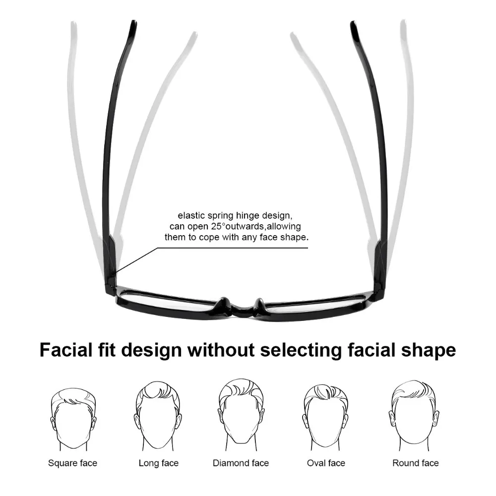 3 أزواج من نظارات القراءة ذات التركيز التلقائي، وإطارات بلاستيكية خفيفة الوزن، وتصميم عالمي لكل من الرجال والنساء