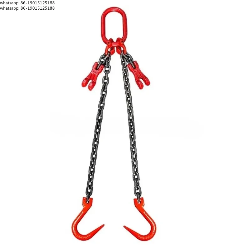 Adjustable Length Combination Rigging Double Leg Lifting Chain Hook, Pointed Steel Pipe Hook