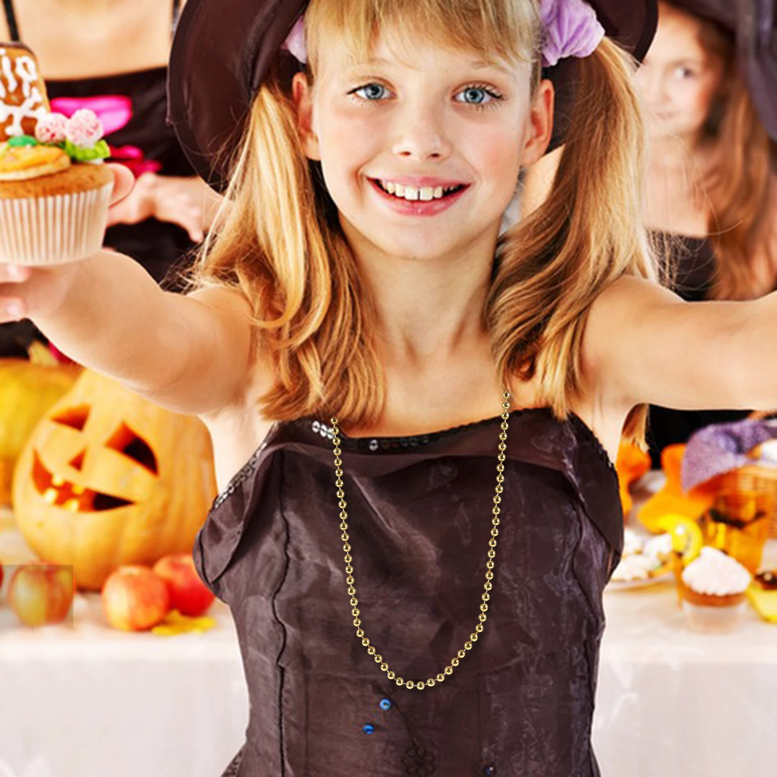 

5pcs Mardi Gras Beaded Chain Carnival Necklace Party Festival Beads Chain Lightweight Festive Cosplay Party Supply Stage