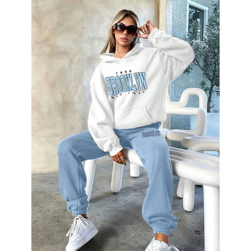 

Brushed Sweatshirt Set Casual Comfortable Women's Fashion Summer Outfit Two-Piece Ensemble No Brand Registered Trademark