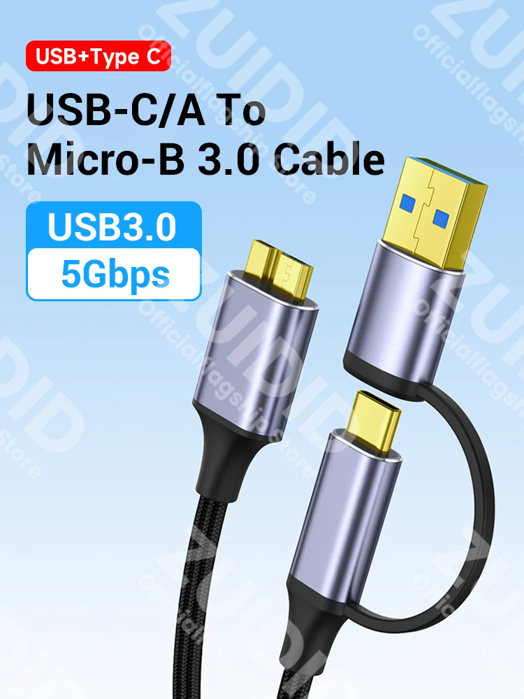 2 in1 USB-A/c zu Micro-B 3,0 Kabel 5 Gbit/s 2a schnelles Daten synchron isations kabel für MacBook Festplatte Festplatte SSD Fall USB Typ C Micro B Kabel