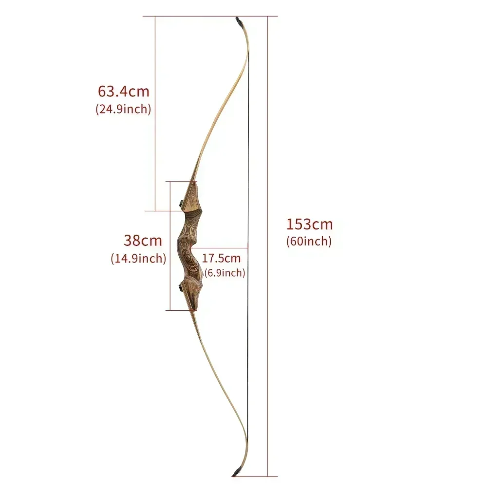 Recurve Bow 60inch 20-60lbs Archery Bow Hunter Bow Bamboo Core Limb Split Takedown R/L Hand Outdoor Sports Hunting Accessories