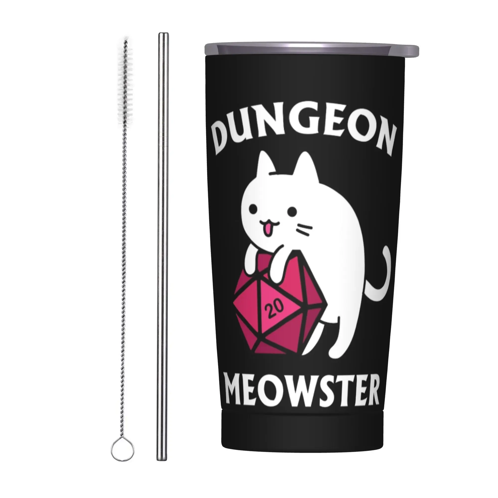 Stainless Steel Tumbler Dungeon and Dragon Meowster DnD Thermal Mug Leakproof Cold and Hot Mugs Cup Travelist Water Bottle
