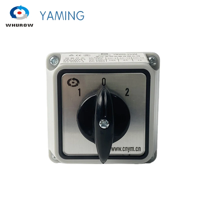 Yaming Electric LW26-25/1M Changeover 3 Position Rotary Cam Gear Switch 25A 1 Pole With Waterproof Enclosure YMW26 LW28