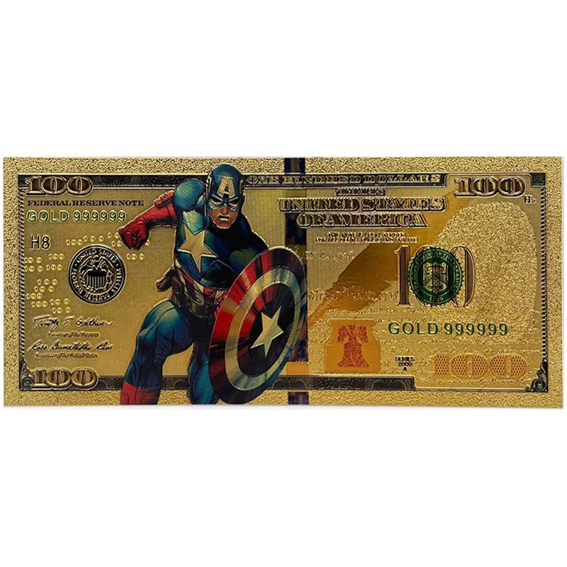 Marvel heroes Captain America Thor Thanos Gold Commemorative Banknote Collection Movie Peripherals Best Gifts