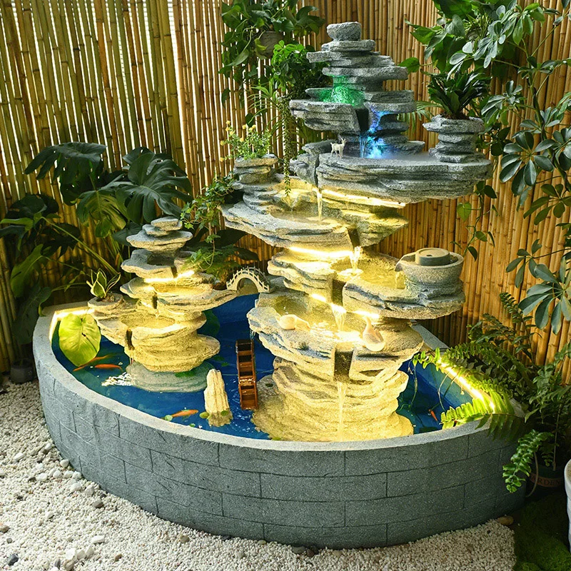 

XL Courtyard Garden Fish Pond Rockery Landscape Waterfall Flowing Water Fountain Villa Circulating Water Ornament