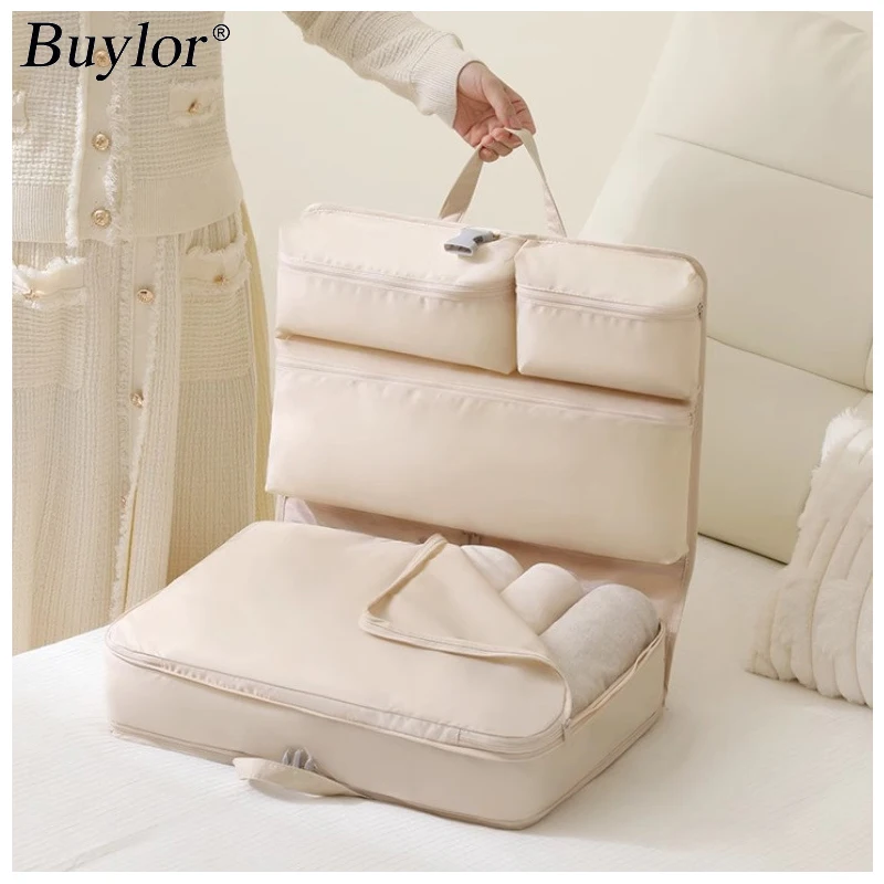 

Buylor Simple 6-In-1 Compression Storage Bag For Travel Portable Clothing Underwear Organizing Bag Folding Hanging Luggage