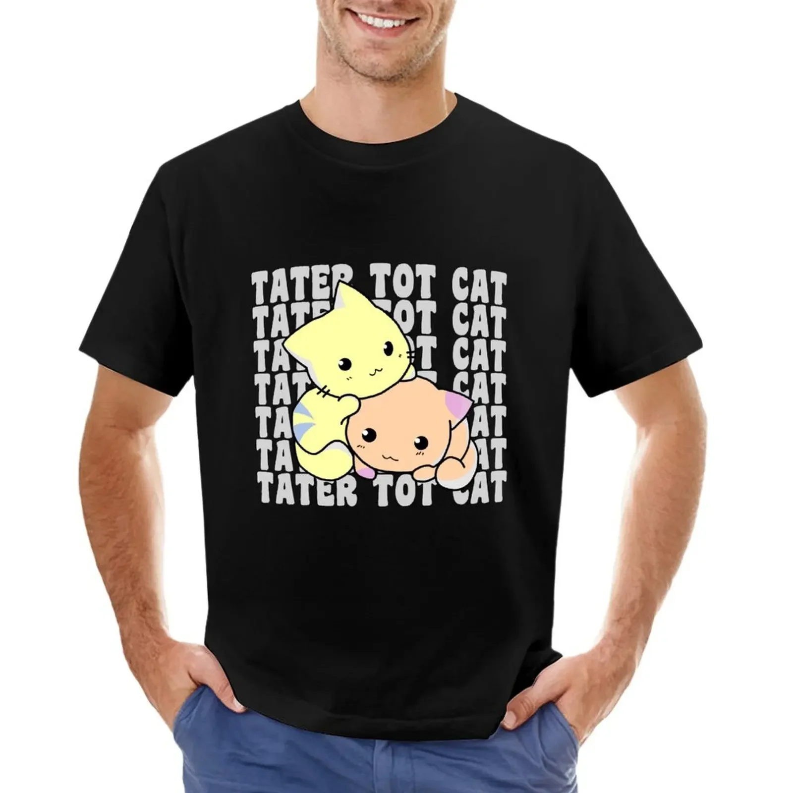 tater tot cat T-shirt plus size tops sweat oversized t shirt men