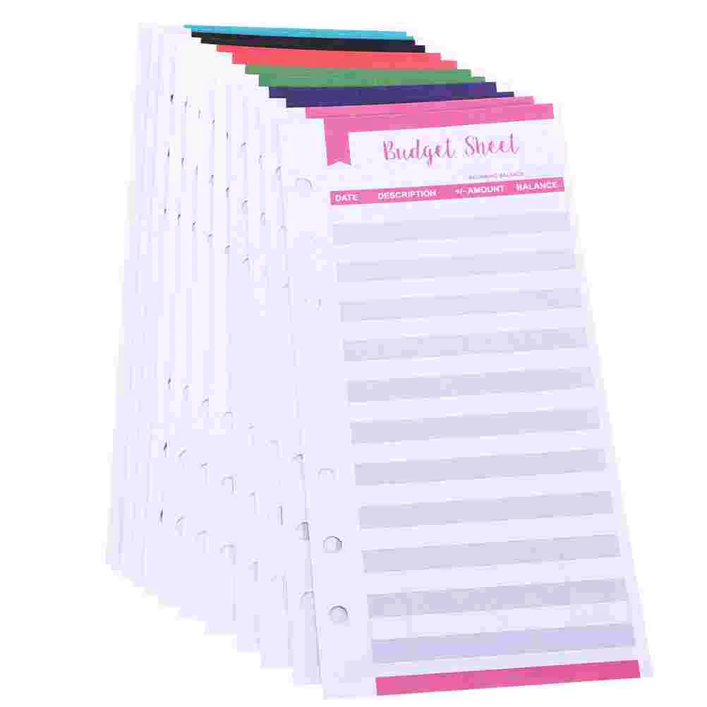 Folhas Binder Orçamento para uso pessoal, folhas do escritório, cores sortidas