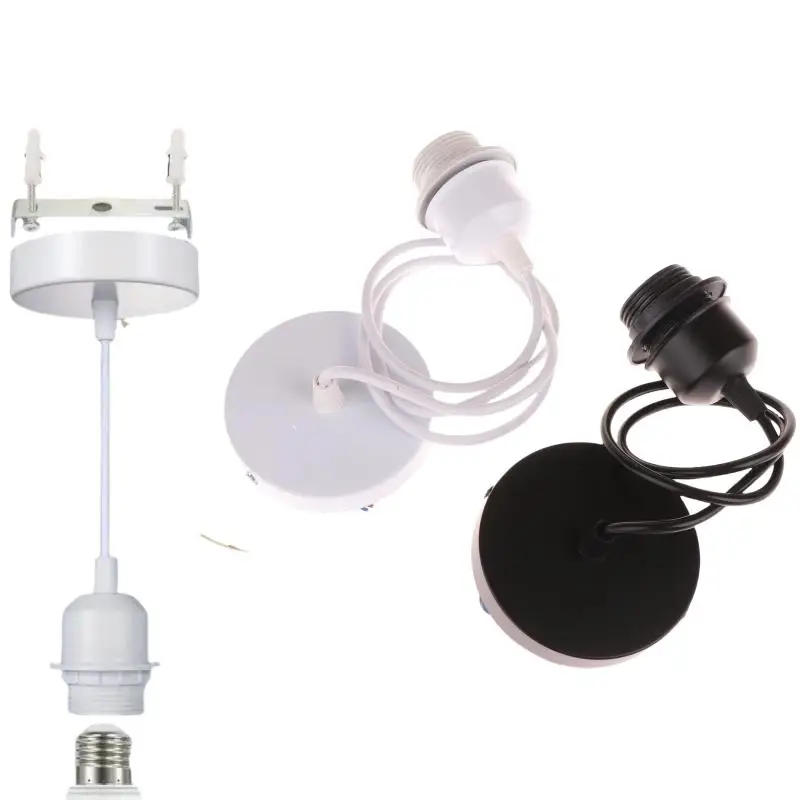 1 Set Nordic Half Teeth Lampshade Base Vintage E27 Hanging Lamp Holders With 0.8/1/1.2/1.5M Cable Ceiling Lamp Holder Socket