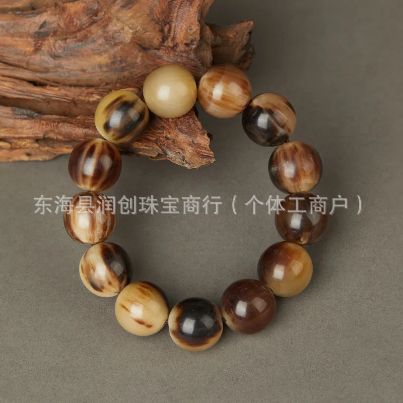 Authentic -style natural bracelet, featuring Tibetan floral yak horn, made from old material, in a new Chinese s