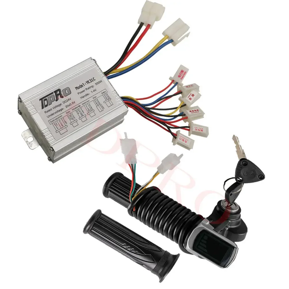 DC 24V 500W/36V 350W or 48V1000W Brushed Motor Speed Controller + 36V 3 in1 Twist Throttle Grips Electric Quad ATV Indicator