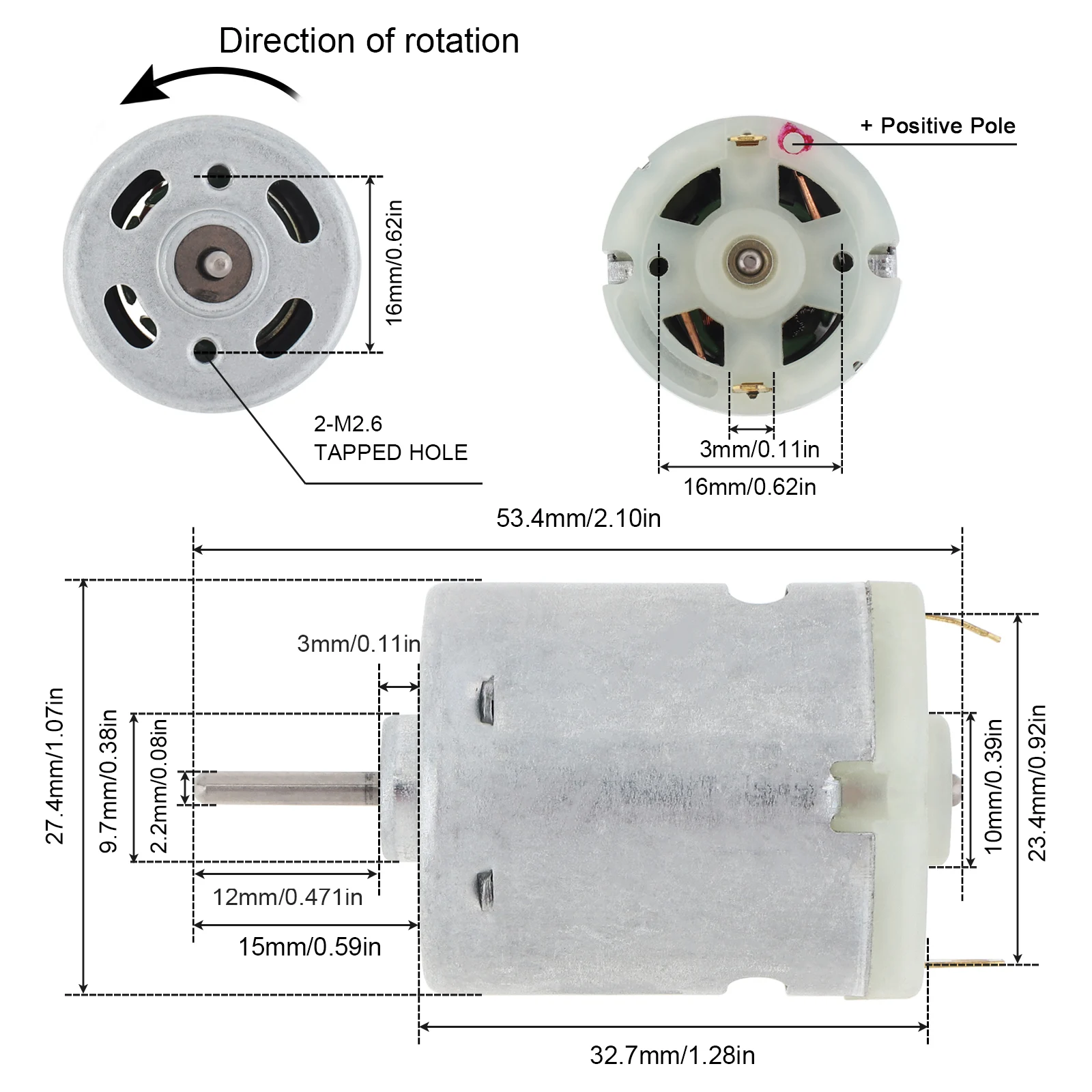RS365 12V 3.6A 12800 RPM Micro Motor Massager Motor Föhn Micromotor met Piezoresistor en Koolborstel Kantoorapparatuur