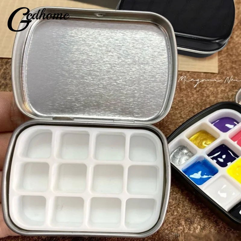 12/24 Grids Empty Watercolor Tin Box Mini Watercolor Paint Palette Travel Painting Paint Tray Art Supplies