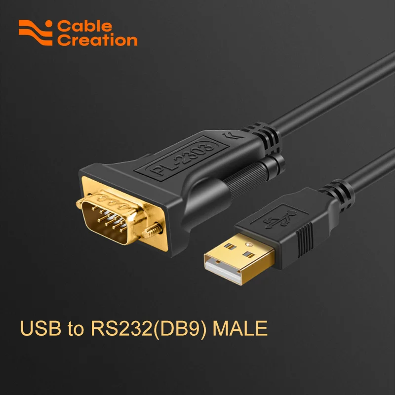 

CableCreation Кабель USB на RS232 мужской разъем, чип PL2303, DB9 9 контактов с золотым покрытием, последовательный адаптер для Windows, Linux, Mac промышленного оборудования