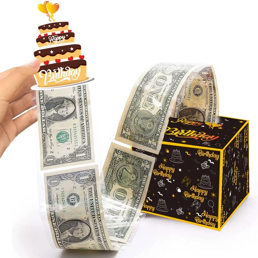 

Happy Birthday Gift Box Cash Draw a Lottery or Raffle Box Happy Birthday Party Decor Kids Adult Game Present Props Favor