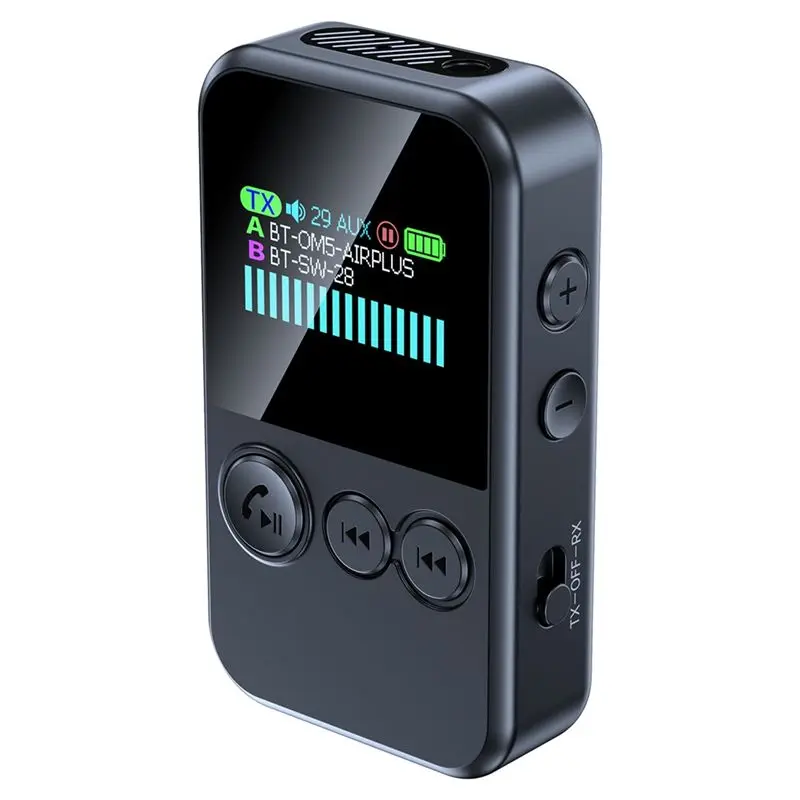 Stylish-Bluetooth 5.4 3.5Mm AUX Receiver Transmitter TF Card Playback Hifi Wireless Audio Adapter LED Digital Display