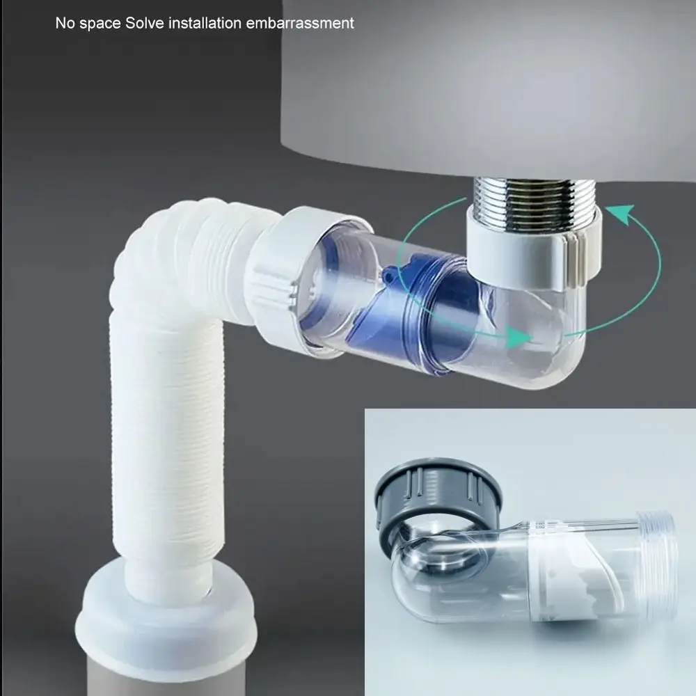 New Universal Wash Basin Drainage Pipe Kit Odor Proof Curved Tube Drain Pipe Joint Downpipe Tube Pipeline Accessory Kitchen Sink