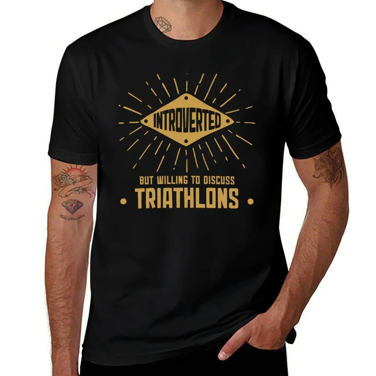 

Funny Introverted But Willing To Discuss Triathlons T-Shirt shirts graphic tees rapper graphic tees mens tall t shirts