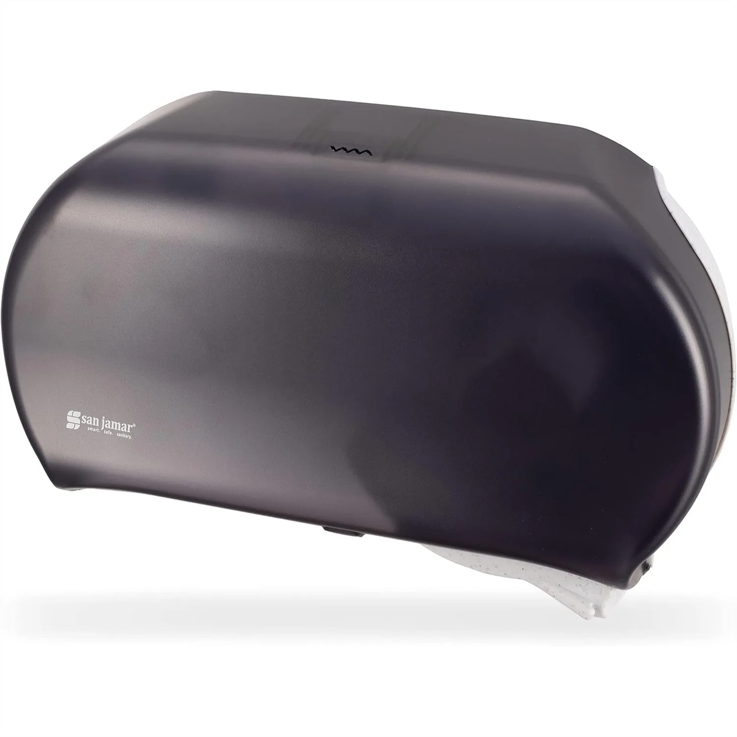 

Jumbo Tissue Dispenser, Holds Two 9" Rolls, Transparent Black for Commercial Use