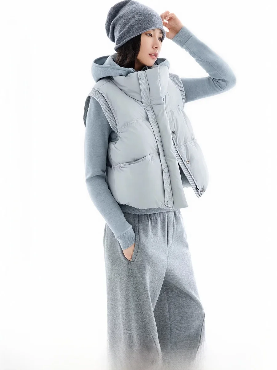 Cloudspace Gilet invernale da donna in piumino leggero colletto alla coreana 90% bianco Du down Commuter Sle tessuto in nylon lunghezza ortod
