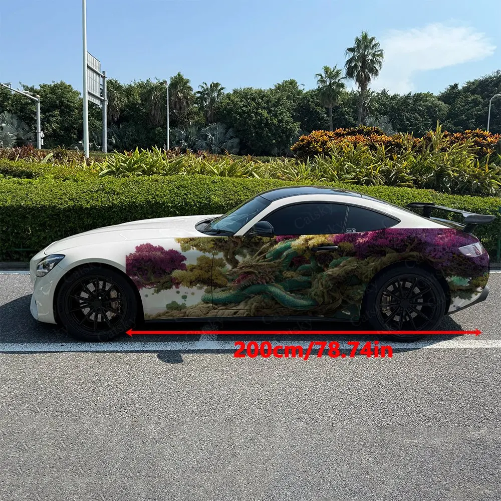 2pcs Dragon Sacred Tree And Star , Durable, Fade-resistant, Enhance Vehicle Aesthetics With Bold Artistic Design Car Vinyl Wraps