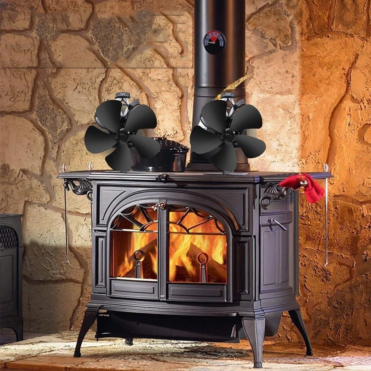 5-Blade Heat Powered Stove Fan Wood Log Burner Fireplace Quiet Environmental Fan Heater Tool Efficient Winter Heat Distribution