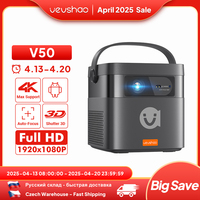 Vevshao V50 3D Portable Mini Projector 4K HD LED WiFi 1080P Movies Video DLP Home Theater Projectors With 15000mAh Battery