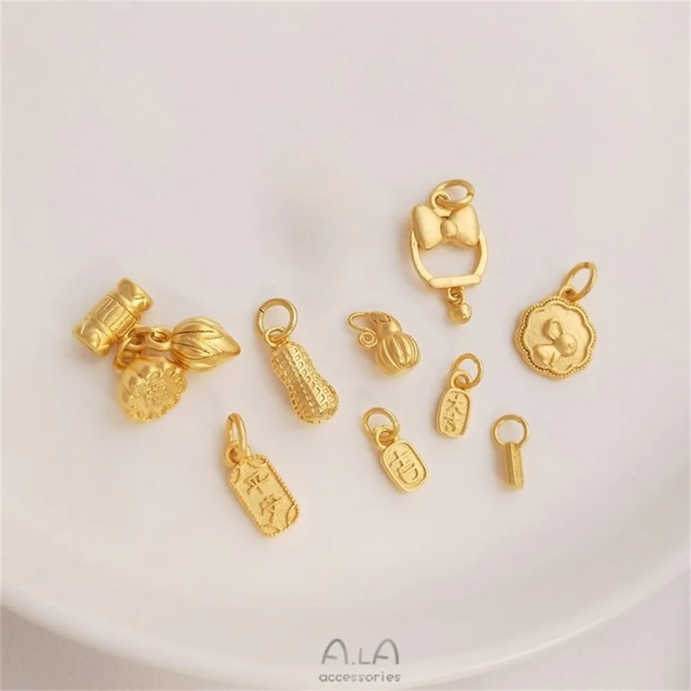 

New Year's China-Chic Sand Gold Accessories Lucky Lotus Two Happy Peanuts Fu Brand Gourd Pendant Diy K257