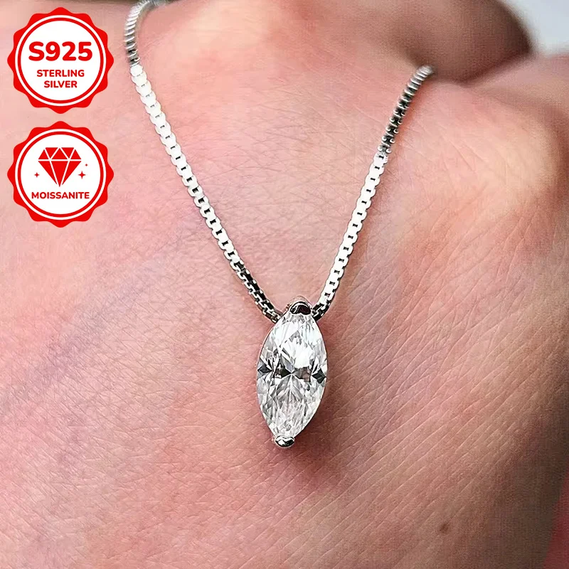

1 шт. колье в форме капли из серебра S925 с 1 каратом муассанита, изысканное колье с подвеской-маркизой, идеальный подарок на день рождения и праздники.