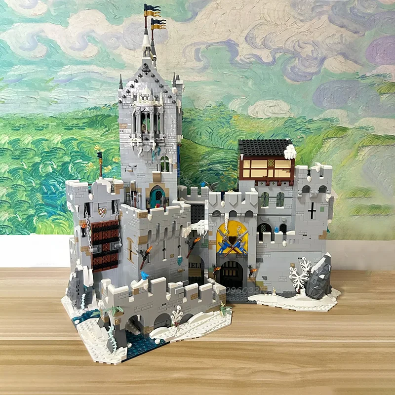 

New Europese Middeleeuws Kasteel Street View Bouwsteen Moc Arcane Mountain Fortressn Technische Baksteen Model DIY Set Speelgoed